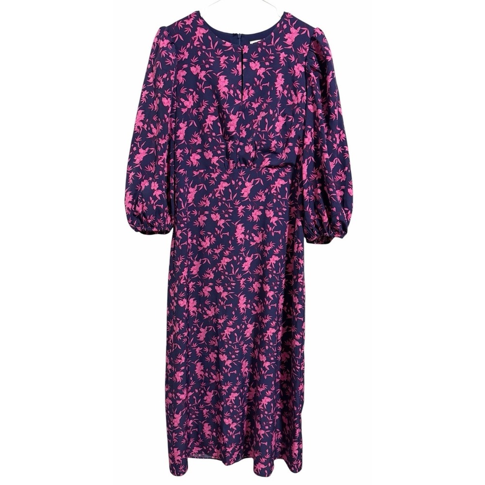 HYACINTH HOUSE Navy & Fuchsia Floral Norma Maxi Dress Women's Size Medium